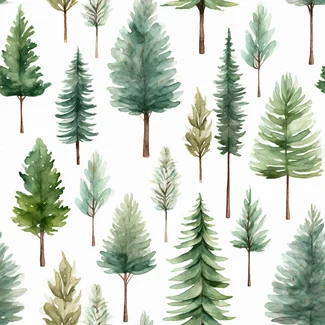 Pine Trees Watercolor Pattern - a seamless repeating pattern featuring organic landscapes with soft, tonal colors and multi-layered texture