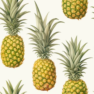 Seamless pattern of yellow pineapples on a white background