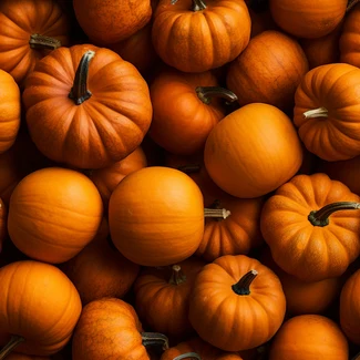 A row of orange pumpkins on a black background, arranged in an organized manner.