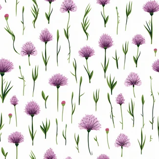 Watercolor purple flowers seamless pattern on white background in the style of Scottish landscapes