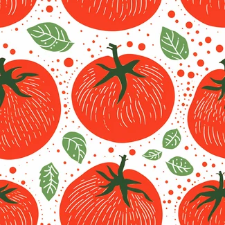 A seamless pattern featuring red tomatoes on a white background, inspired by pop art.