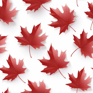 A seamless red maple leaf pattern on a white background.