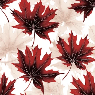 Red maple leaf seamless pattern on a white background