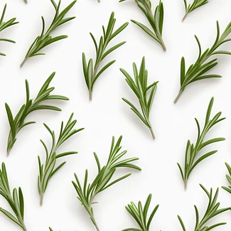 A repeating pattern of rosemary leaves on a white background