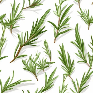 A seamless pattern featuring delicate rosemary leaves on a white background.