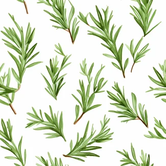 A seamless pattern featuring rosemary leaves in a watercolor style