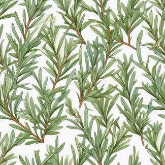 A beautiful botanical illustration of rosemary branches in watercolor on a white background.