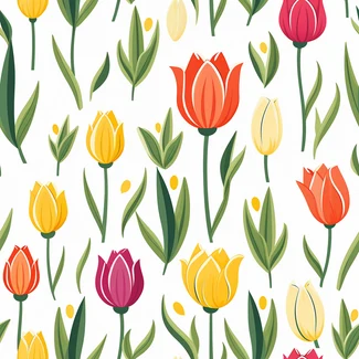 Colorful tulip flower pattern on a white background