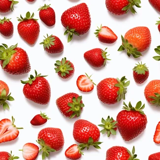 A minimalist pattern featuring strawberries on a white background