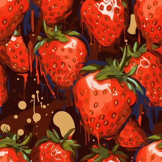 Strawberry and chocolate pattern wallpaper with a fauvist-inspired background