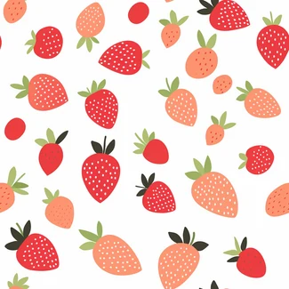 A playful pattern featuring strawberries on a white background.
