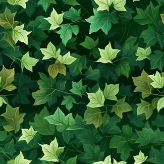 A seamless ivy leaf pattern in shades of green.