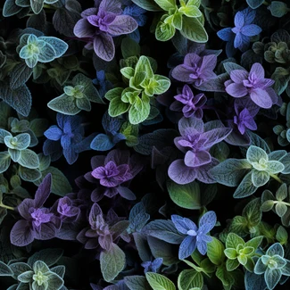 Colorful flowers arranged in a translucent geometric pattern on a black background