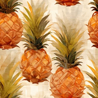 Realistic and textured pineapple wallpaper with a warm orange and beige color scheme.
