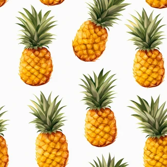 A colorful seamless pattern of watercolor pineapples on a white background.
