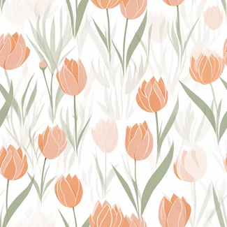 A seamless digital illustration of tulips in dreamland, featuring soft brushstrokes, muted colors, and realistic textures.