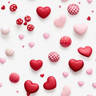 A playful pattern of pink and red hearts on a white background, perfect for Valentine's Day creations.
