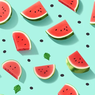 Watermelon slices pattern on a turquoise background